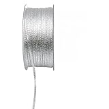 TGG Brokatband 3mm, 100 Meter ohne Draht, Brokat Geschenkband !!! (Silber)