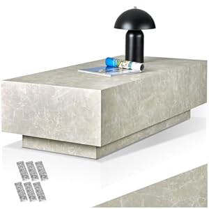 tectake® Couch Tisch, Room Decor in Travertin Steinoptik, Tisch Wohnzimmer, moderner Couchtisch, Beistelltisch, Wohnzimmertisch, Sofatisch, Side Table Schlafzimmer - Travertin Optik, 120 x 60 x 35 cm