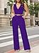 Pink Queen Women's Purple Deep v Neck Loose Long Belted Jumpsuits Rompers L Purple Large
