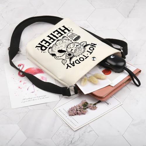 POFULL Cow Lover Gift Farm Gift Cow Gift Animals Gift Coffee Lover Gift Not Today Heifer Crossbody Bag3