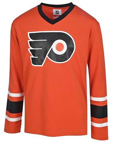 NHL Kids Youth 4-20 Official Power Play Long Sleeve Team Jersey (US, Numeric, 14, 16, Philadelphia Flyers - Orange, Philadelphia Flyers)