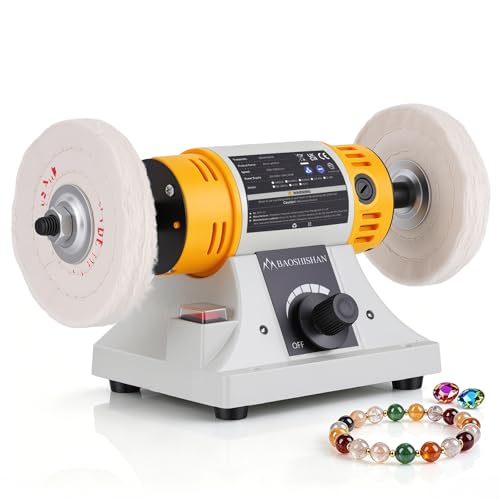 BAOSHISHAN Mini polisseuse de banc à vitesse variable 3900-10000 tr/min – Touret à polir 320W pour bijouterie et lustrage
