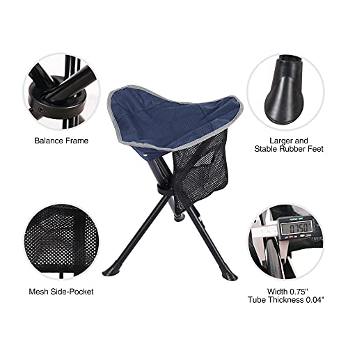 Redcamp Camping Stool Folding 220Lb, 17-Inch Tall Lightweight 3 Legged Tripod Camp Stools Portable For Backpacking Hiking Hunting Fishing, Blue #TOP3