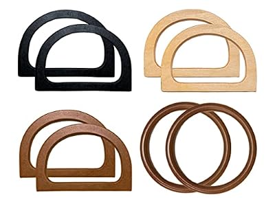 Kellegour 8 Pezzi Manici Legno per Borse,Manici per Borsa a Forma di D,Manico in Legno Forma Tondo,Manici di Ricambio,Manici in Legno per Borsa per Handmade Beach Bag Handbags Straw Bag Portafoglio