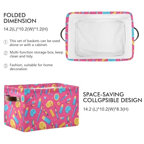 Image of Aslsiy Storage Basket Paintbrush Palette Pink (1) Nursery Bins Baby Canvas Box Clothes Shelf Basket Laundry Hampers 2 Pcs