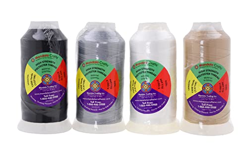 Mandala Crafts Neutral Heavy Duty Thread - #69 T70 210D/3 1500 Yds Polyester Thread For Sewing Machine Outdoor Marine Jeans Leather Thread Drapery Upholstery Thread #TOP1