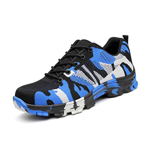 ZYWTZ Zapatos De Seguridad para Hombres, Parte Superior Transpirable Y CóModa, AbsorcióN De Impactos Resistente Al Desgaste Suela De Goma Zapatos de Trabajo,48