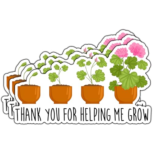 (3Pcs) Thank You for Helping Me Grow Sticker Teacher Appreciation Plants Stickers Waterproof Decorative Vinyl Decal for Tumbler Water Bottle Laptop Phone Case Notebook Size 3x1.8 Inches