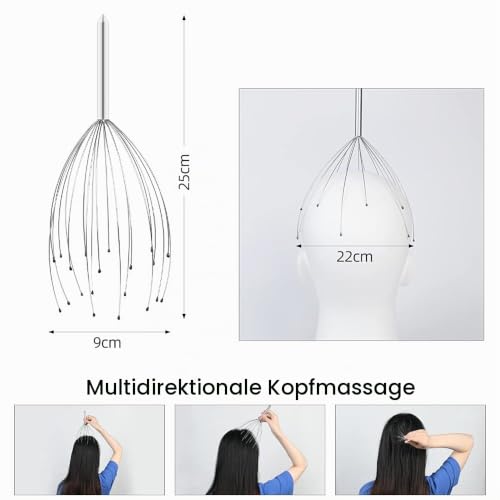 URAQT Kopfmassage Spinne mit 20 Fingern, Kopfmassagegerät(3 Set) – Ansicht 2