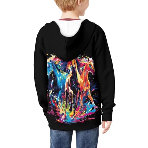 Image of Unisex Zipper Sweatshirt Boys Girls Hooded with 2 Pocket Pullover Hoodies for 6-16Y Kids