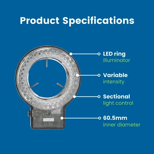 Image of Accuscope LED Ring Illuminator - 60.5mm Inner Diameter - 10 Step Variable Intensity with Sectional Light Control - Fits 3072, 3075 & 3078 Series Stereo Microscopes