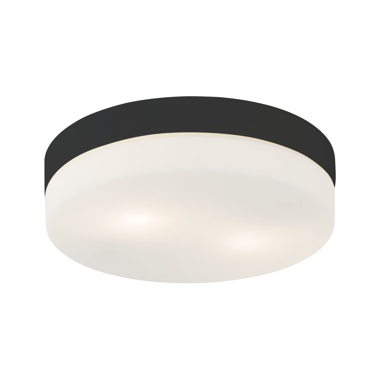 Licht-Erlebnisse Deckenlampe IP44 Badezimmer Ø 29 cm rund flach Weiß Schwarz blendarm E27 Deckenleuchte Bad Lampe
