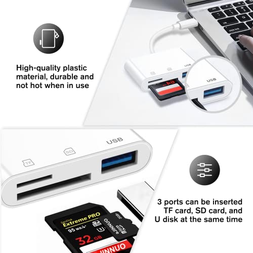 USB C Card Reader, 3 in 1 USB-C to Micro SD TF Memory Card Reader Compatible with Pad Pro, Chromebook, XPS - Image 4