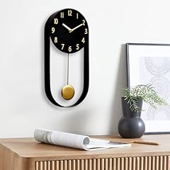 8 Inch Black Wall Clock with Gold Pendulum, Silent Modern Metal Wall Clock, Minimalist Decorative photo 8 Inch Black Wall Clock with Gold Pendulum, Silent Modern Metal Wall Clock, Minimalist Decorative