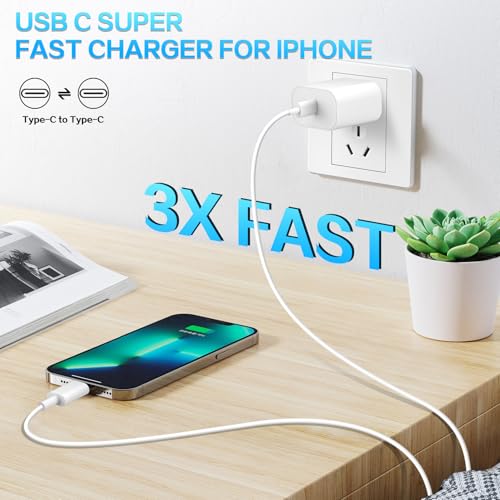 Cargador USB C de 20W que soluciona la carga lenta en iPhone 16 con cables de 6 pies 6