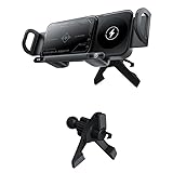 UQAHGRCHR 15W Cargador Inalámbrico Soporte Tteléfono Coche para Mitsubishi Outlander GM 2022 2023, Doble Bobinas Automática Sujeción Cargador Inalámbrico, Carga Rápida,Black-Inverted Hook Base