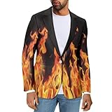 Veniyate Flame Blazer for Men's Tuxedo Jacket with Pockets Wedding Blazer One Button Dress Suit for Dinner,Prom,Party