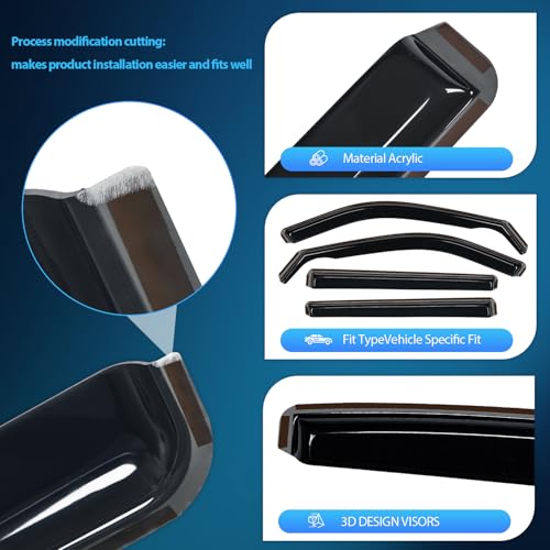 Image of Nilight Vent Window Visors for Jeep Compass 2017-2026, in-Channel, 4PCS