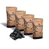 Marienburg Organic Lumpwood Charcoal BBQ - Sustainable, Smokeless, Odorless, Ready in 15 Minutes!, 95% 5-20cm Pieces 30L Bag - Effortless Ignition - Restaurant Grade Charcoal Quality! (4 x 30L)