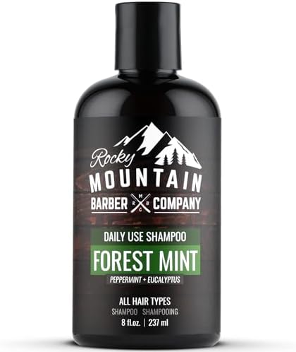 Naturally Scented Shampoo for Men - Made in Canada - 11 Ingredient Shampoo - Paraben, SLS & DEA-FREE - Forest Mint Scent - 8 oz by Rocky Mountain Barber Company