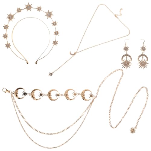 Conjunto de joyas góticas de collar dorado y pendientes de aleación