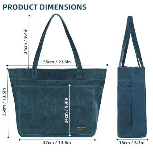 Bolsa resistente de lona encerada con cremallera y asas miniatura 2