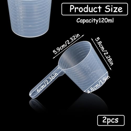 Set 2 vasos medidores plásticos 120 ml reutilizables miniatura 2