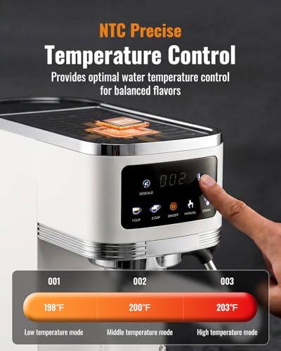 Image of SHARDOR Espresso Machine 20 Bar, Professional Espresso Machine with Milk Frother and Touchscreen, Expresso Coffee Machines with Adjustable Temperature,for Cappuccino, Latte, Stainless Steel, White