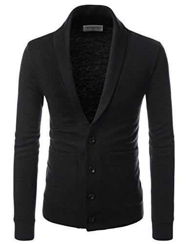 NEARKIN (NKNKCD132) Beloved Mens Knitwear Casual Shawl Collar Cardigan Sweaters Black US XS(Tag Size XS)