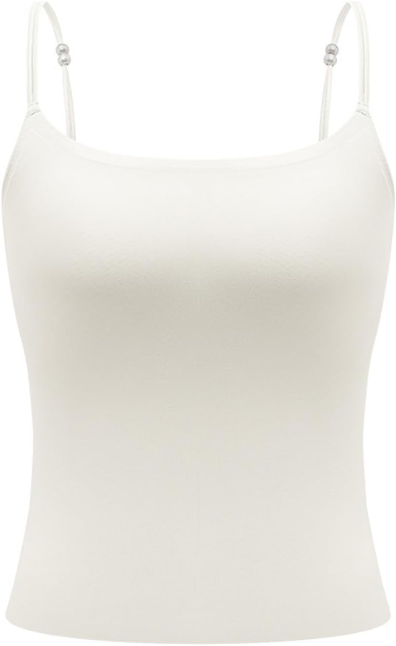 Women Camisole Tank Top with Built in Bra Shelf Bra Spaghetti Strap Cami Tank Top - Image 5
