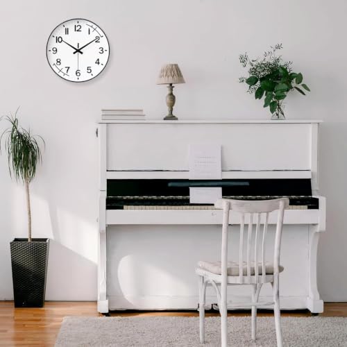 Image of Rylan Plastic Digital Wall Clock 12 inch Silent Quartz Decorative Non-Ticking Classic Clock Battery Operated Round Easy to Read for Room /Home /Kitchen /Bedroom /Office /School (White Black)'