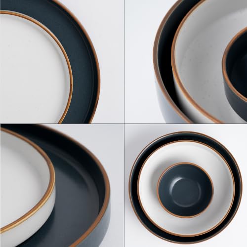 Image of Shay Modern Ceramic Dinner Set, 14 Pcs, Grey White | Crockery Set for Gifting & Dining| Premium Ceramic Dinner Set | Matte Finish (Japandi Dinner Set - Grey White, 14 Piece)