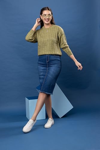 Image of Wear lusso Women's Woolen Cable Knit Pullover Sweater | Full Sleeve Round Neck Winter Wear | 100% Wool Soft & Warm Stylish Sweater for Girls, Ladies & Women | Cozy Casual Winter Fashion