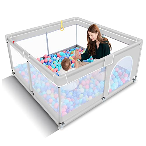 Todale Baby Playpen, Medium Playpen For Babies And Toddlers, Indoor & Outdoor Kids Activity Center, Kids Safety Play Pens Play (Light Grey, 50X50X27 Inch) #TOP2