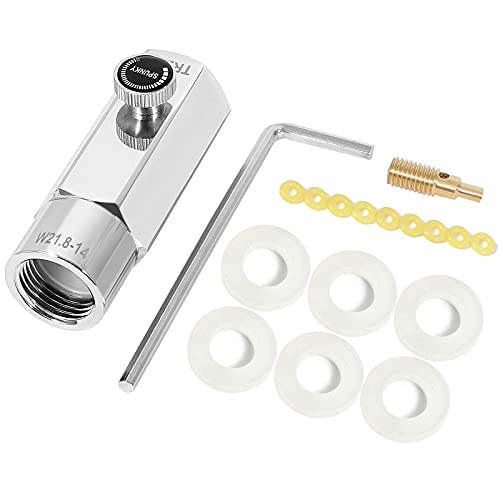 GUSUWU Adaptador de botella de CO2,conector adaptador de recarga de CO2, accesorio para mquina de soda CGA320 a TR21.4 del depsito de CO2 (W21.8-14, plateado)