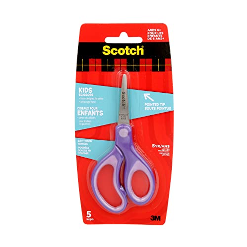 Scotch Kids Scissors, 1 Pair, Blunt, Stainless Steel, Soft Grip, Blue, 5" view 7