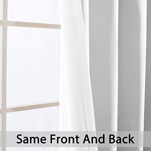 Yakamok Room Darkening Pure White Curtains with Grommet, Thermal Insulated Drapes for Living Room, 52x108 Inch, 2 Panels