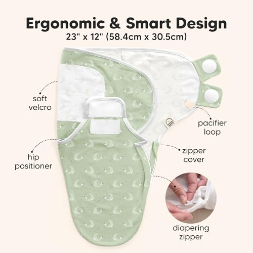 Image of Baby Swaddle Sleep Sacks with Zipper - 3-Pack Swaddles for Newborns 0-3 Months, Infant, Baby Girls, Boys, Soft & Durable Newborn Sleep Sack, Easy Diaper Change Swaddling Blanket (Lunaris, OS)