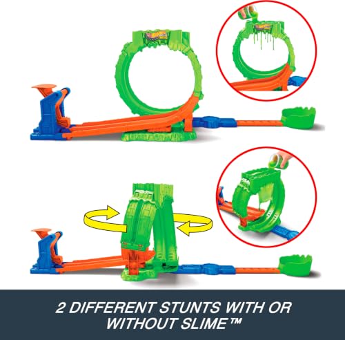 Hot Wheels Monster Trucks Mutant Chaos, Chaos Loop Challenge Playset | Track Set with 1:64 Scale Wreckin’ Wolf Truck & 4-Ounce Container of Reusable Slime, 2 Ways to Play - image 3