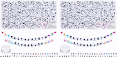 Image of Amaney 1600pcs Acrylic Alpabet Letter Beads,31 Styles,Heart,Number,Star and Smiley Beads,4x7mm for Jewelry Making Bracelets Necklaces Key Chains (Pack of 2)
