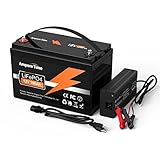Ampere Time 12V 100Ah LiFePO4 Battery with 14.6V 10A Dedicated Lithium Battery Charger; Built-in 100A BMS, 4000+ Cycles, for RV, Solar, Marine, Overland, Off-Grid Application…
