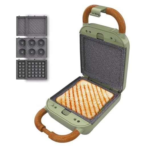 Cecotec Sandwichera Vintage Rock'Ntoast Retro One Green. 700W, 3 Placas Intercambiables, Diseño Retro, Revestimiento Rockstone, Indicador Luminoso, Base Antideslizante, Asa de Tacto Frío, Pinza Cierre