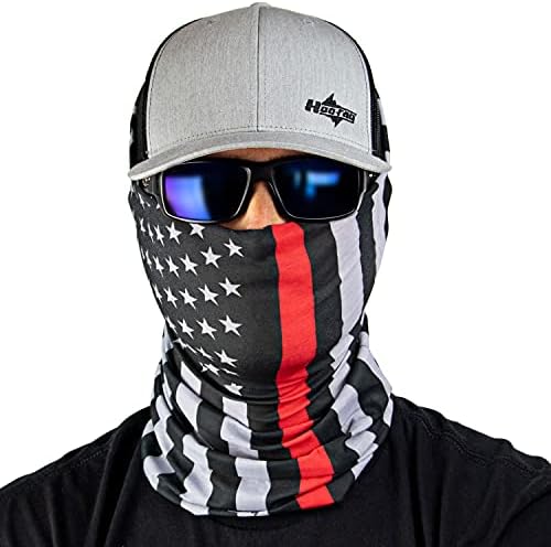 Hoo-Rag - High Performance 100% Moisture Wicking Polyester Microfiber Multi-Functional Face Mask & Neck Cover - UPF 30 - One Size Fits Most - Thin Red Line American Flag