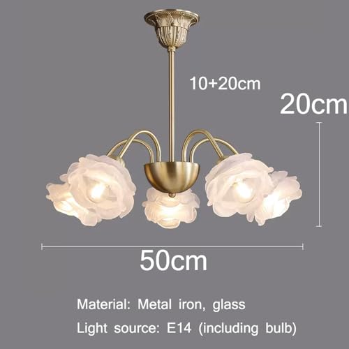 Swemopp 6-Light White Milk Glass Flower Chandelier For Dining Room Sputnik Hanging Pendant Light Ceiling Kitchen Island Vintage Gold Rose Floral Chandelier thumb #6