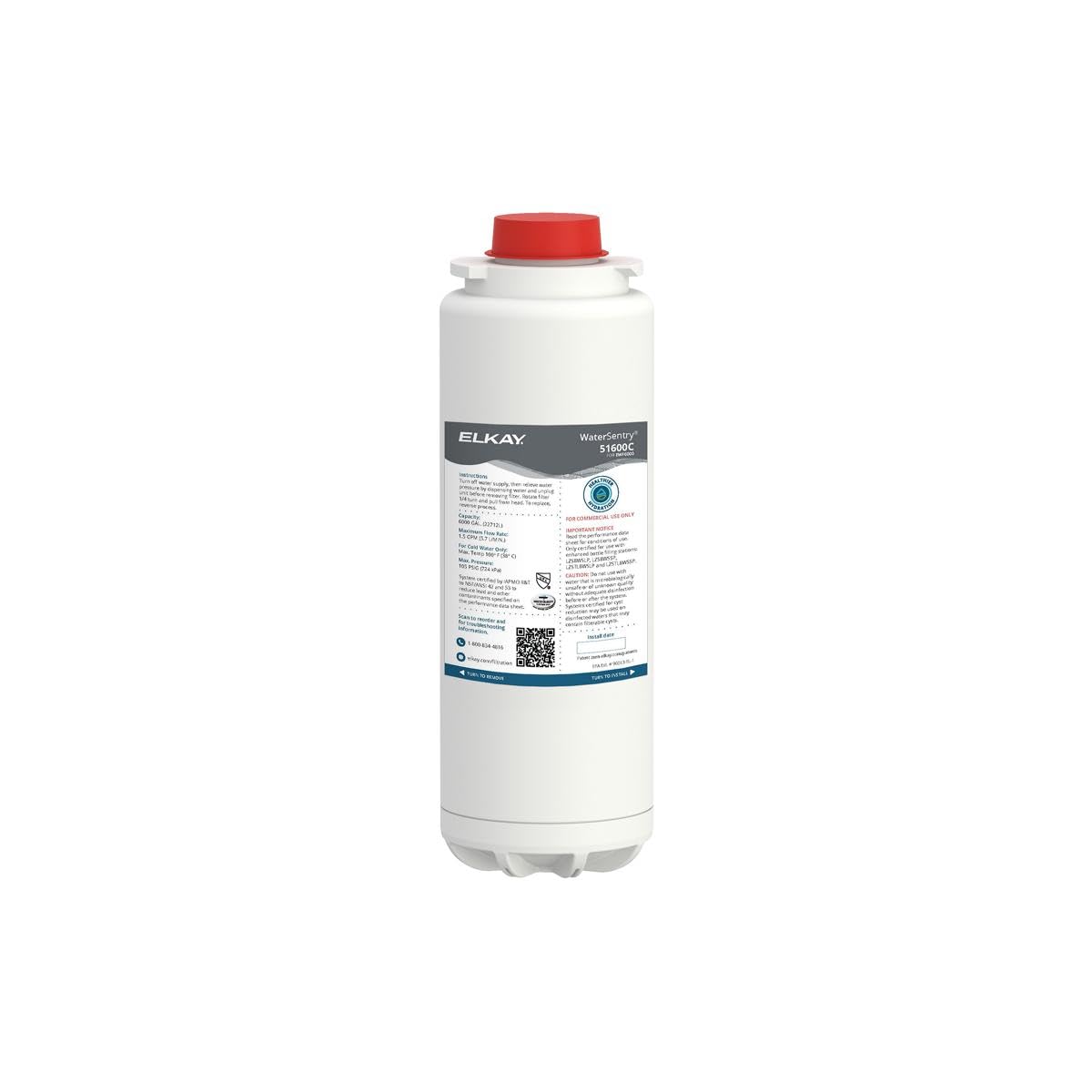Elkay WaterSentry 51600C Lead + Microplastics NSF/ANSI Certified High-Capacity Filter (Enhanced Bottle Fillers)