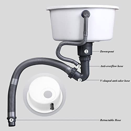 Évier sous plan rond blanc en acier inoxydable 304 pour cuisine et bar - 7
