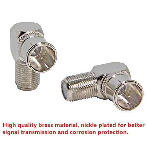 Coax Quick Connect, 2 Pack Right Angle F Male to Female Push On Adapter Connector, for Wall Mounted TV, Modem, Wall Plate, RV Satellite Receiver - Thumbnail 4