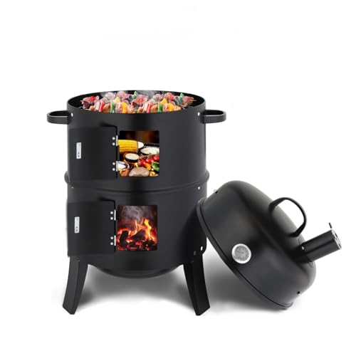 ROVSUN Upgraded 18 Inch Multi-Layer Charcoal Smoker Grill with Chimney,