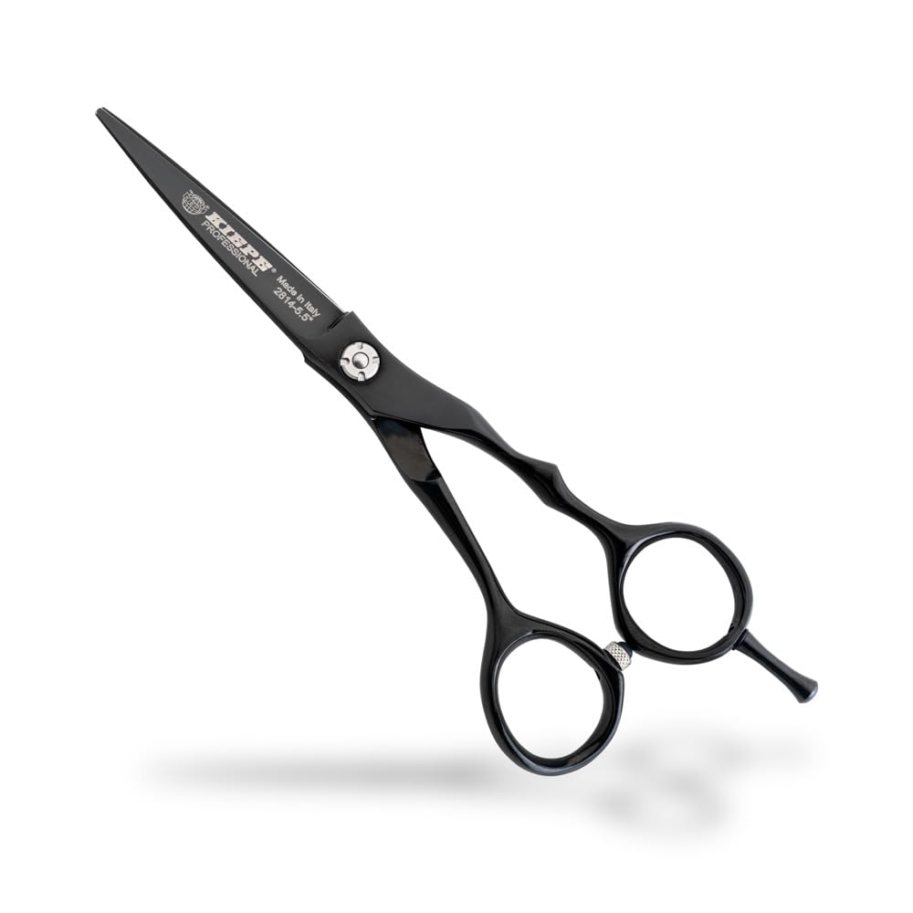 Kiepe 2814 Monster Cut Tijera profesional de corte 5,5 pulgadas – Tijera ergonómica con filo Convex Razor y recubrimiento de titanio negro, Made in Italy