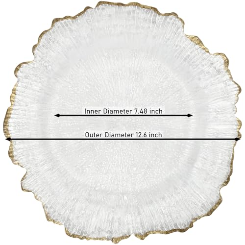 Platos base decorativos transparentes con borde dorado 25 un miniatura 3